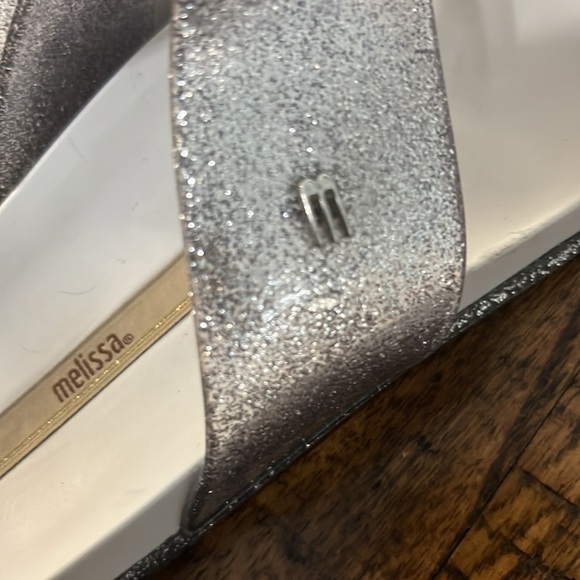 Melissa Cosmic Women glitter silver double strap slides slip on shoes size 6 - Picture 6 of 13